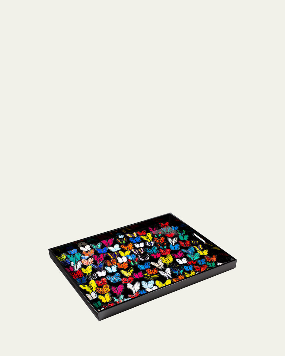 Butterflies in Flight Lacquer & Wood Tray